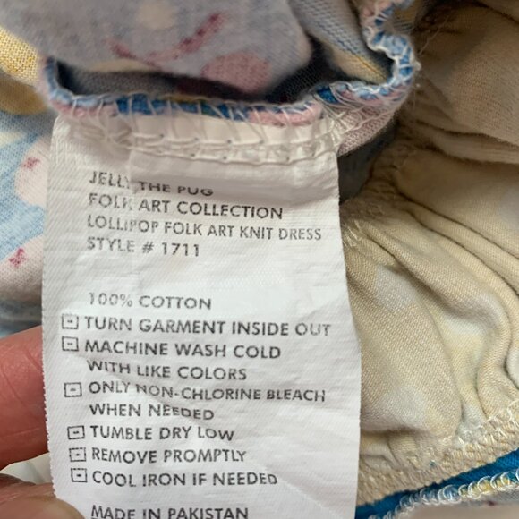 Jelly Pug Girls Sz 7 Striped Fall Apples Ruffle Flower Long sleeved Dress - Picture 8 of 8